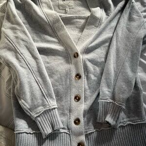 Aerie Light Gray Button-Up Cardigan